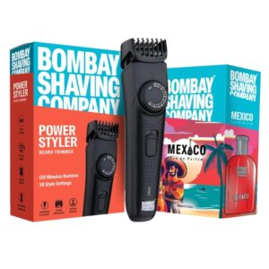 Bombay Shaving Company Beard Trimmer For Men, 2X Fast Charging, USB Type C, 2 Yr Warranty, 120Min runtime, Hair Trimmer, Shaving Machine, Cordless Beard, 38 length Settings(Black)